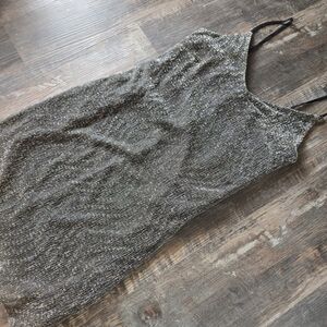 NWT Lira Glittering Silver And Gold Mini Prom Dress Spaghetti Straps V-neck SM